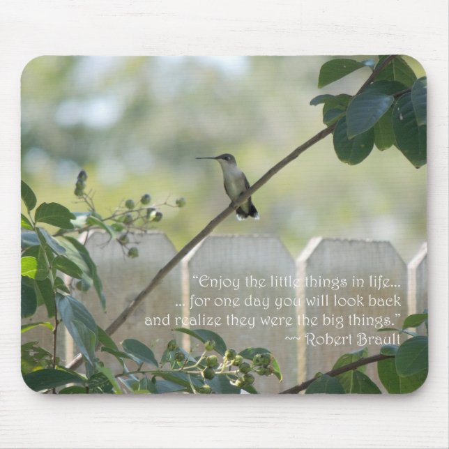 Hummingbird mit Zitat "Kleine Dinge" Mousepad (Vorne)