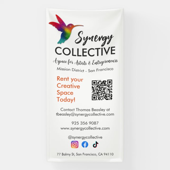 Hummingbird Modern Business Logo QR Code Banner (Vertikal)