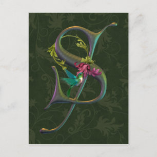 Hummingbird Monogram S Postkarte