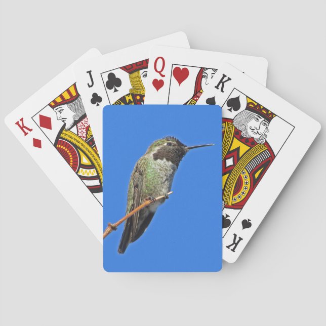 Hummingbird Niedlich Bright Blue Sky Foto Small Bi Spielkarten (Rückseite)