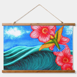 Hummingbird Ocean Wandteppich Mit Holzrahmen