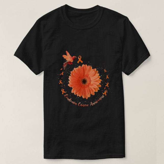 Hummingbird Orange Sonnenblumen Leukämie Tumorware T-Shirt (Design vorne)