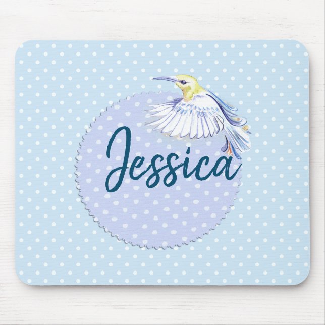 Hummingbird Patch über Polka Dots Mousepad (Vorne)