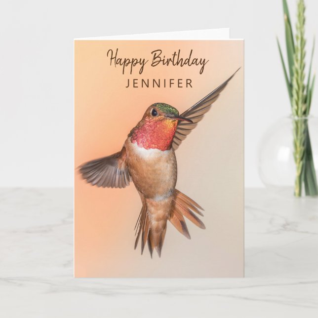 Hummingbird Personalisierter Name Happy Birthday Karte (Vorderseite)
