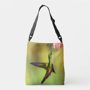 Hummingbird Pink Blume Bird Tragetaschen Mit Langen Trägern