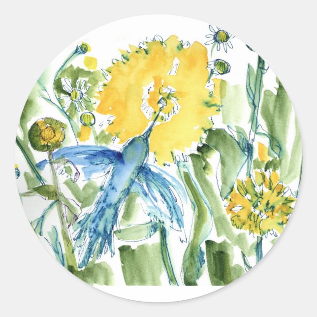 Hummingbird Pollinator Garden Runder Aufkleber (Vorderseite)