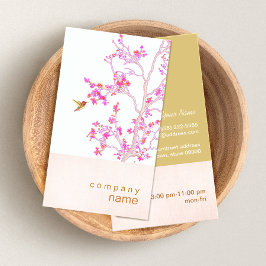 Hummingbird Pretty Pink Buds Branch Business Card Visitenkarte