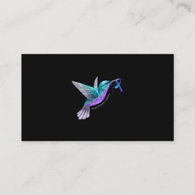 Hummingbird Purple Blue Ribbon Suicide Prevention Visitenkarte (Vorderseite)