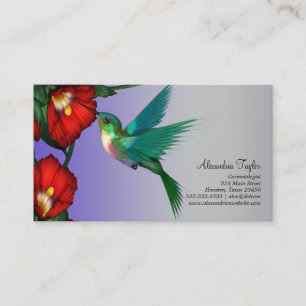 Hummingbird Red Hibiskus Aquamarin Blue Lila Visitenkarte