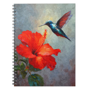 Hummingbird Red Hibiskus Notebook Notizblock