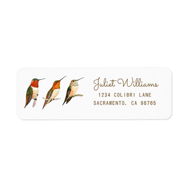 Hummingbird Return Address Label (Vorne)