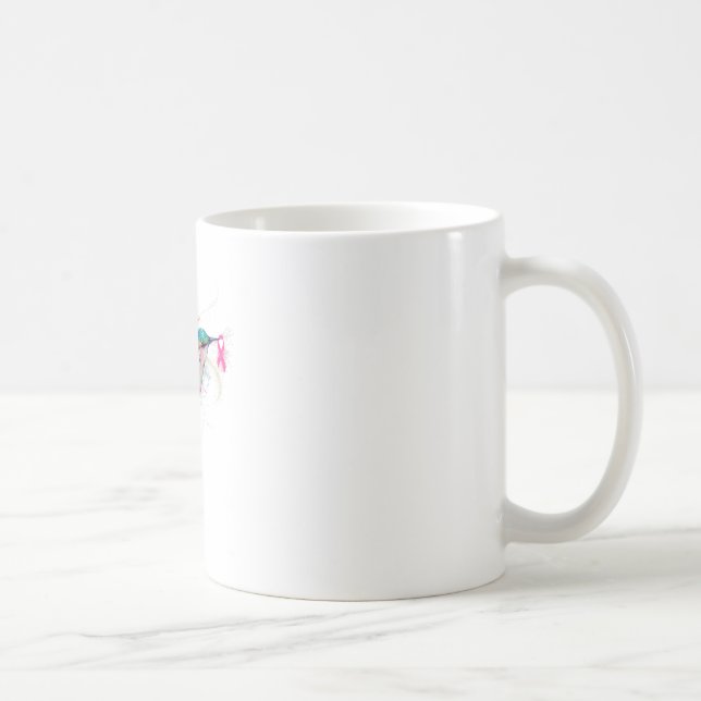 Hummingbird Ribbon Brustkrebs Bewusstsein Kaffeetasse (Rechts)