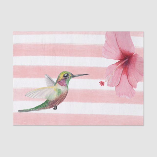 Hummingbird. Rosa und Weiß. Seidenpapier (Vorderseite)