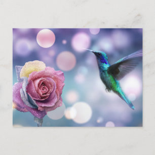Hummingbird & Rose - Originalfarben Postkarte