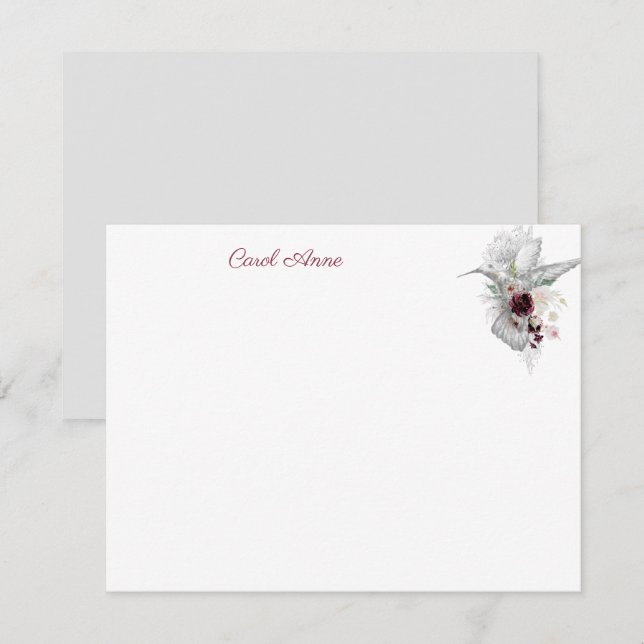 Hummingbird & Rose Personalisierte flache Karte (Vorne/Hinten)