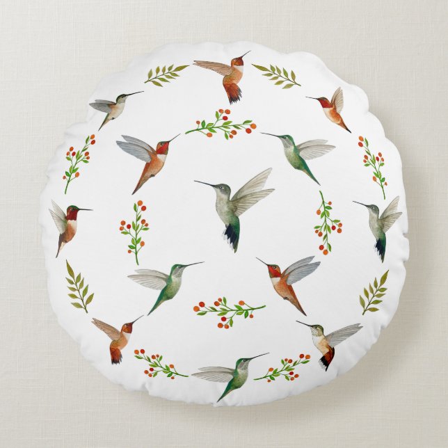 Hummingbird  rundes kissen (Vorderseite)