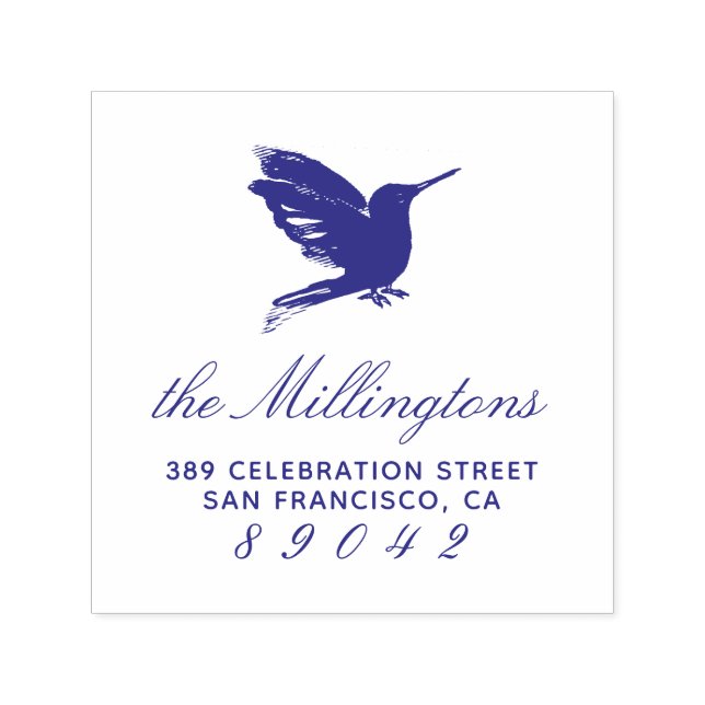 Hummingbird Silhouette Familienname Rücksendeadres Permastempel (Design)