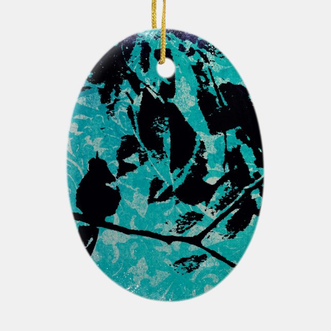 Hummingbird Silhouette im Hintergrund Keramikornament (Hinten)