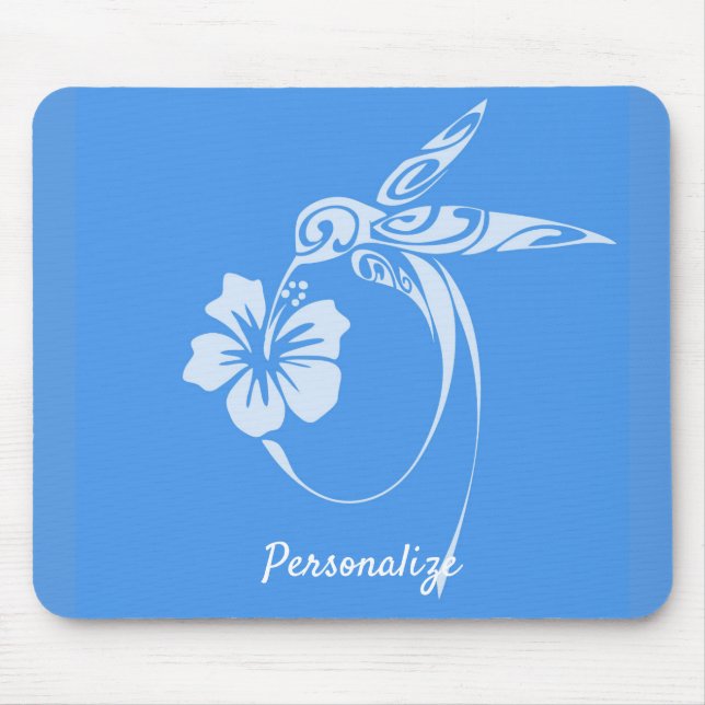 Hummingbird Simple & Elegant Blue & White Mousepad (Vorne)