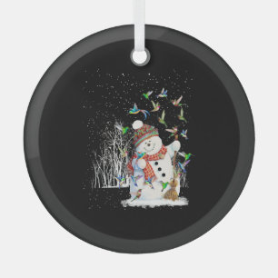 Hummingbird Snowman Frohe Weihnachten Ornament Aus Glas