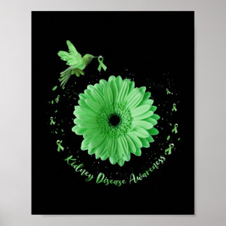 Hummingbird Sonnenblume Grüne Ribbon Nierenerkrank Poster
