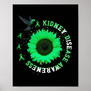 Hummingbird Sonnenblume Grüne Ribbon Nierenerkrank Poster