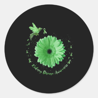 Hummingbird Sonnenblume Grüne Ribbon Nierenerkrank Runder Aufkleber