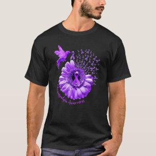 Hummingbird Sonnenblume Lila Fibromyalgie Awarenes T-Shirt