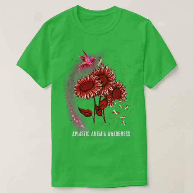 Hummingbird Sonnenblumen Aplastische Anämie Bewuss T-Shirt (Design vorne)