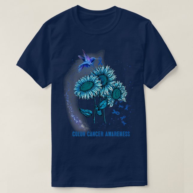 Hummingbird Sonnenblumen Colon Cancer Bewusstsein T-Shirt (Design vorne)