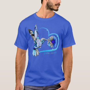 Hummingbird Sonnenblumen Herz Blue Ribbon Diabetes T-Shirt
