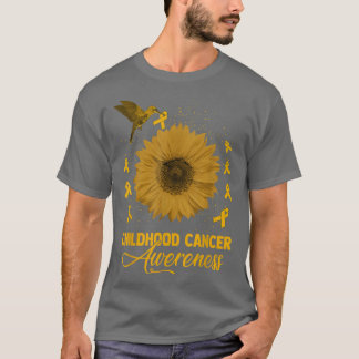 Hummingbird & Sonnenblumen Kinderkrebs-Bewusstsein T-Shirt
