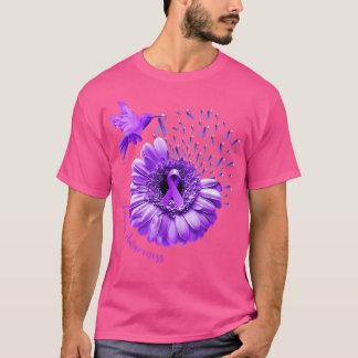 Hummingbird Sonnenblumen Lila Lupus Bewusstsein  T-Shirt