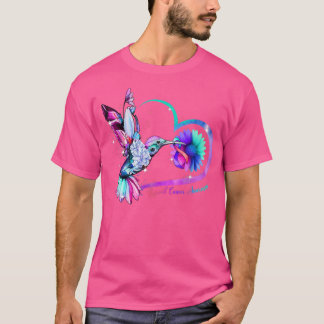 Hummingbird Sonnenblumen Lila rosa Ribbon Schilddr T-Shirt