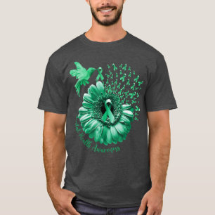 Hummingbird Sunflower Green Mental Health Awarenes T-Shirt