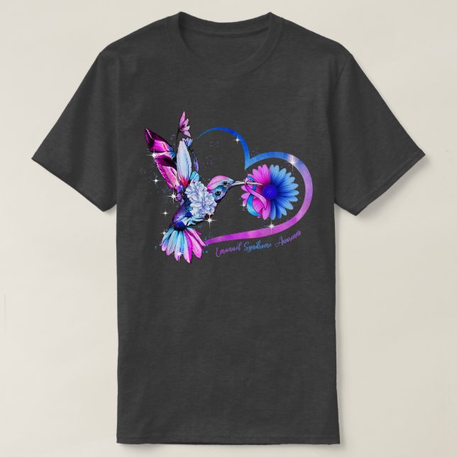 Hummingbird Sunflower Lila Blue Ribbon Emanuel S T-Shirt (Design vorne)