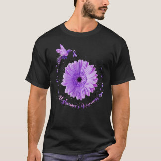 Hummingbird Sunflower Lila Ribbon Alzheimer Aw T-Shirt