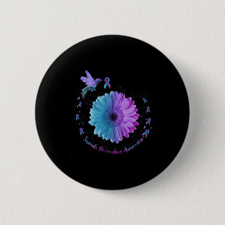 Hummingbird Sunflower Suicide Prevention Awareness Button