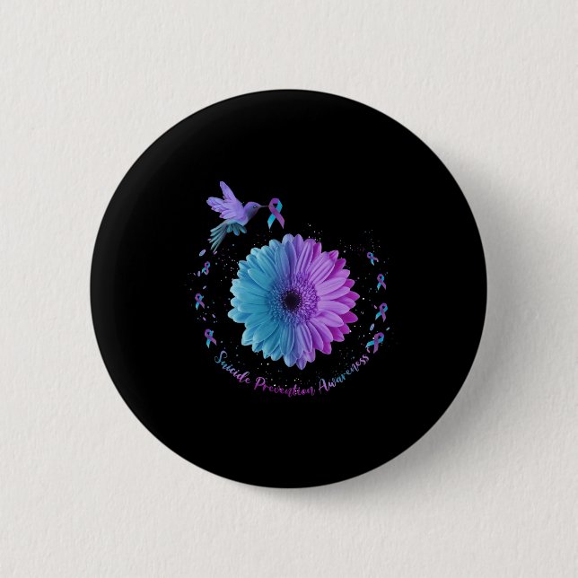 Hummingbird Sunflower Suicide Prevention Awareness Button (Vorderseite)