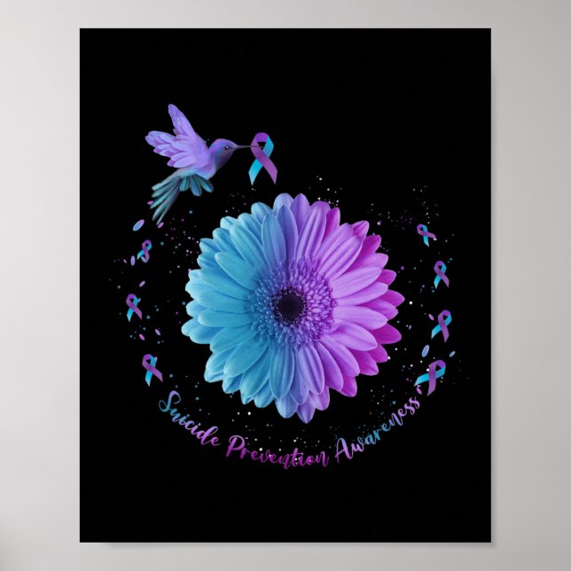 Hummingbird Sunflower Suicide Prevention Awareness Poster (Vorne)