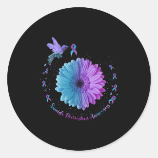 Hummingbird Sunflower Suicide Prevention Awareness Runder Aufkleber