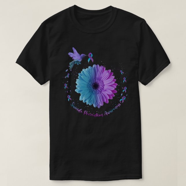 Hummingbird Sunflower Suicide Prevention Awareness T-Shirt (Design vorne)