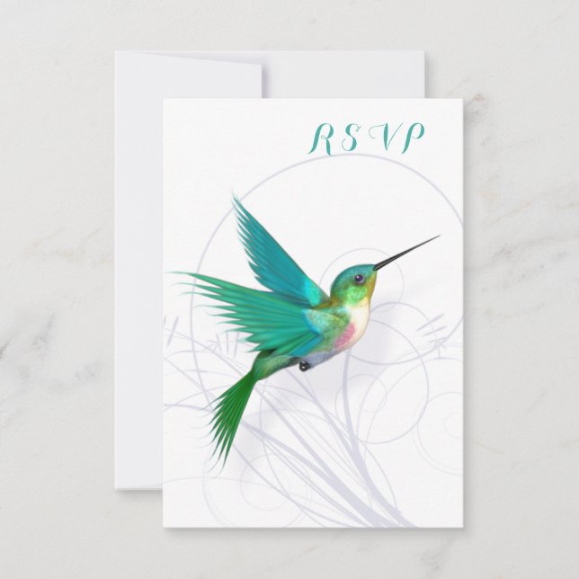 Hummingbird Swirl RSVP Card Karte (Vorderseite)