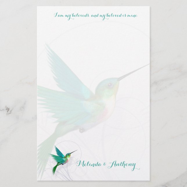 Hummingbird Swirl Stationery Briefpapier (Vorderseite)