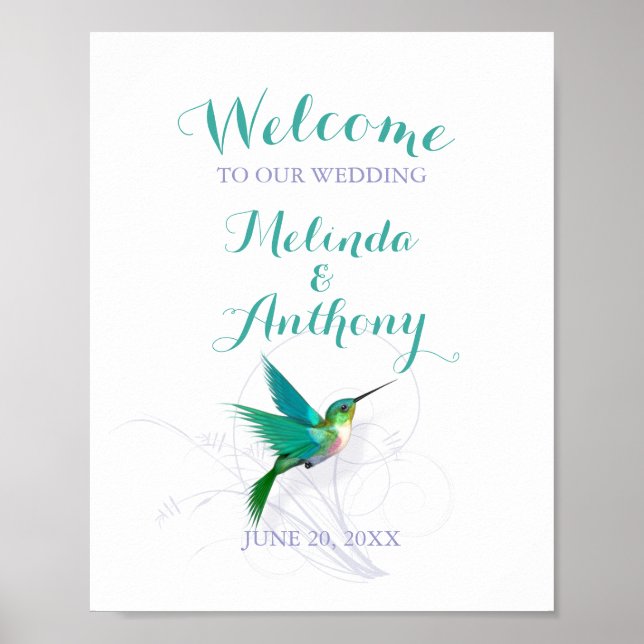 Hummingbird Swirl Wedding Poster (Vorne)