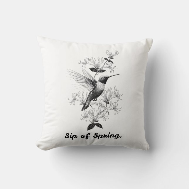 Hummingbird T-Shirt, Honeysuckle Vine Kissen (Vorderseite)