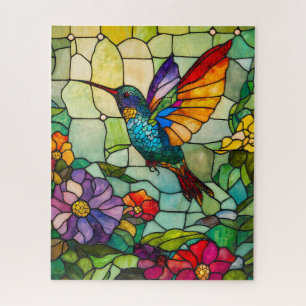 Hummingbird Tiffany-Style Window