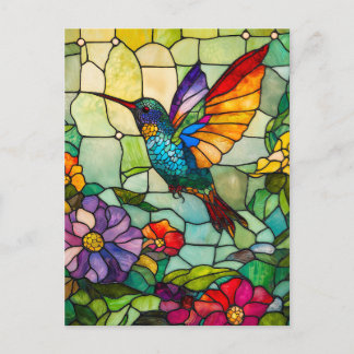 Hummingbird Tiffany-Style Window Feiertagspostkarte