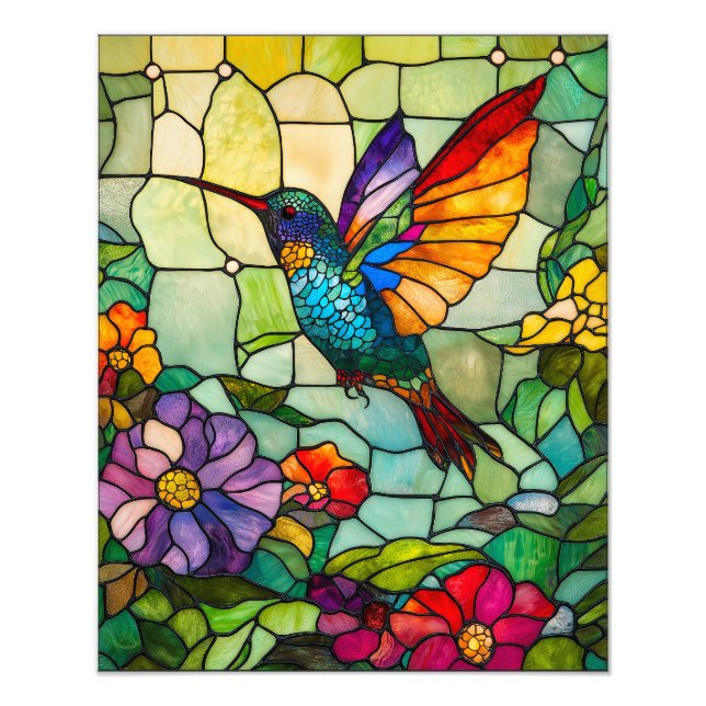 Hummingbird Tiffany-Style Window Fotodruck (Vorne)