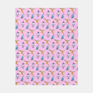 Hummingbird Trio Rosa Hintergrund Fleecedecke